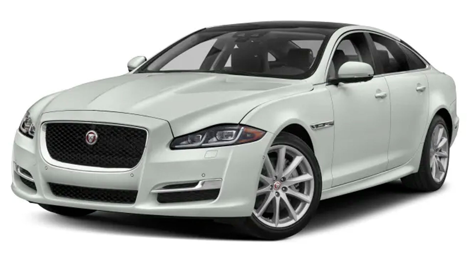 A white jaguar x type is shown on a white background.