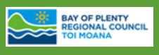 Bay of Plenty Regional Council logo: a green mountain with blue sea, sun, and text.