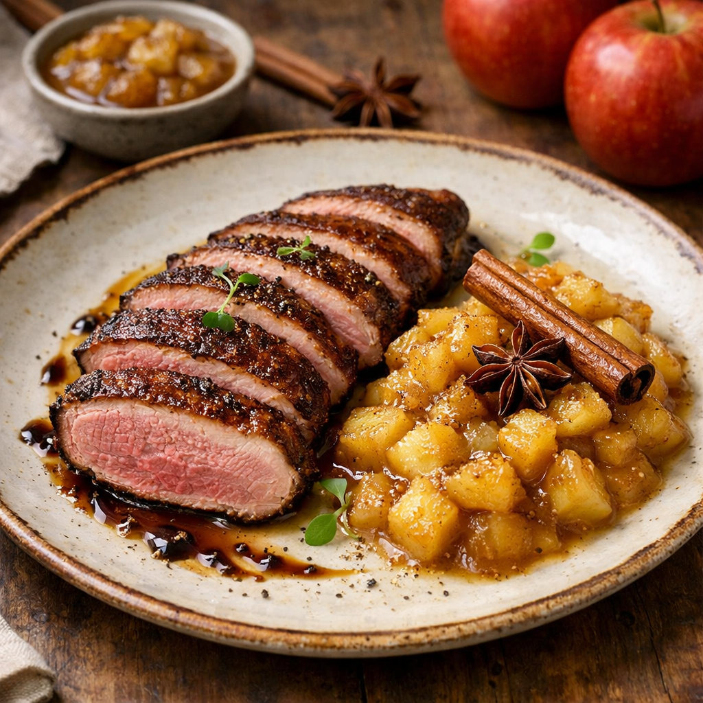 煙燻鴨胸佐肉桂蘋果醬