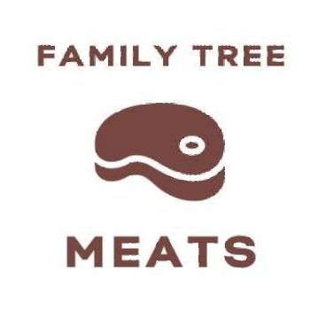 a picture of a steak with the words `` family tree meats '' below it .