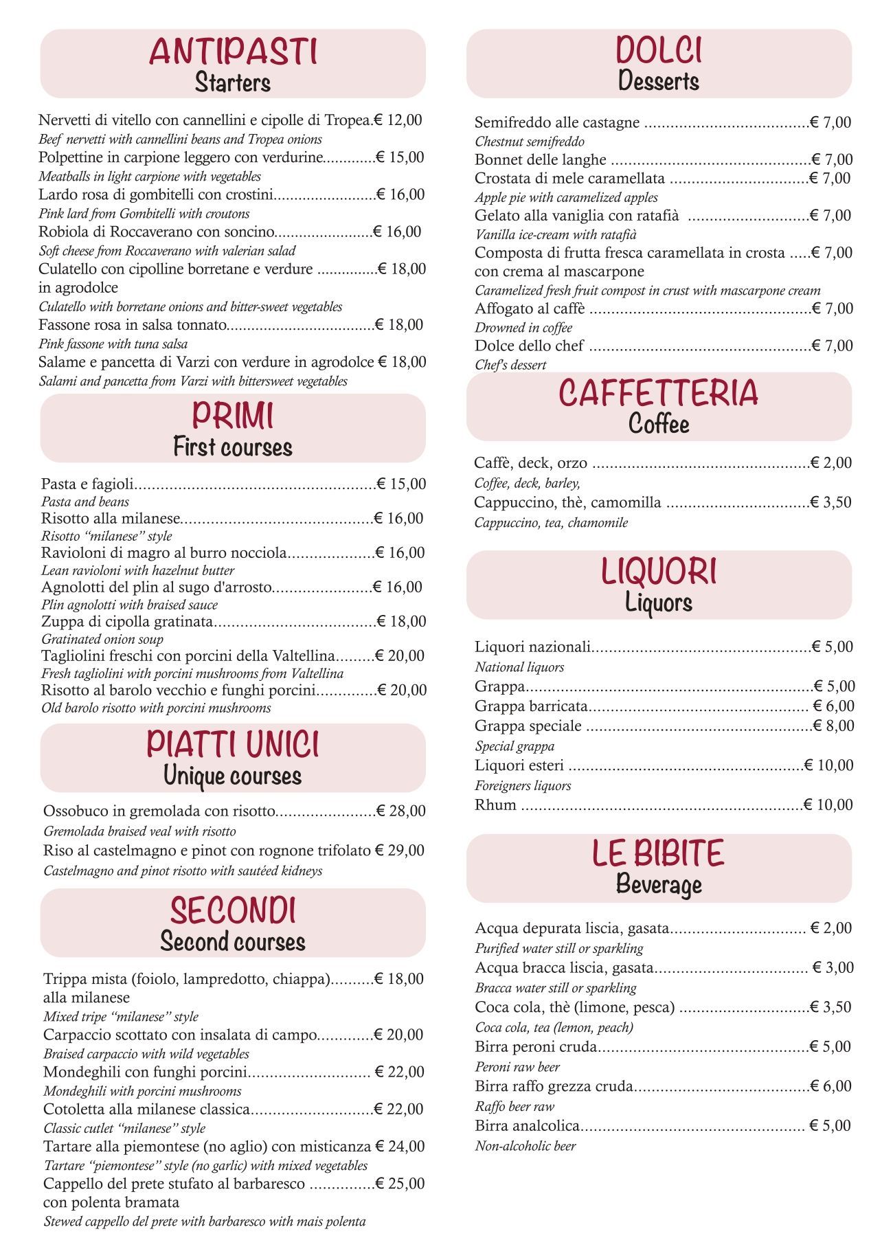 piatti trattoria milanese