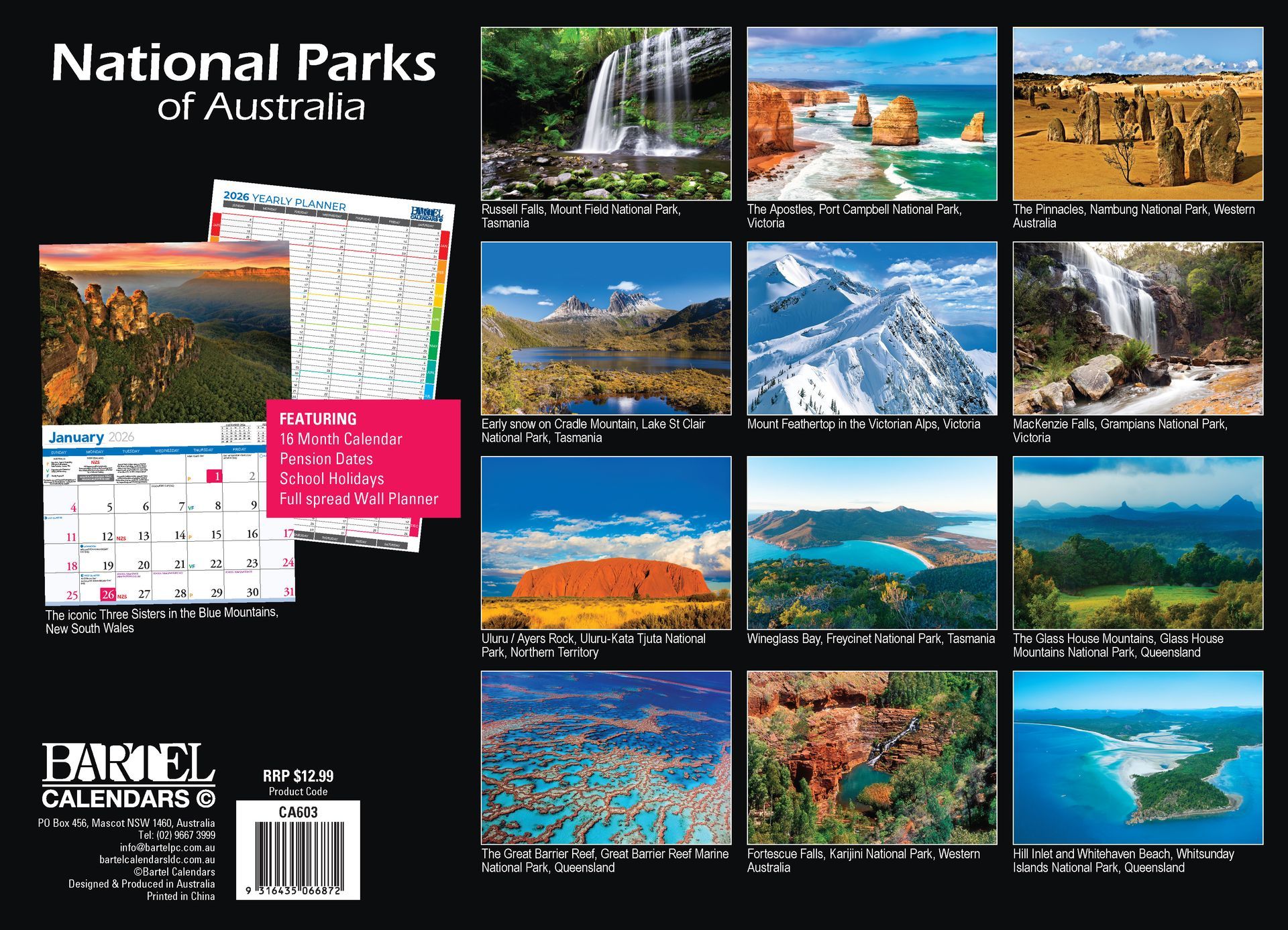 Calendar 2026 335x242mm National Parks of Aust