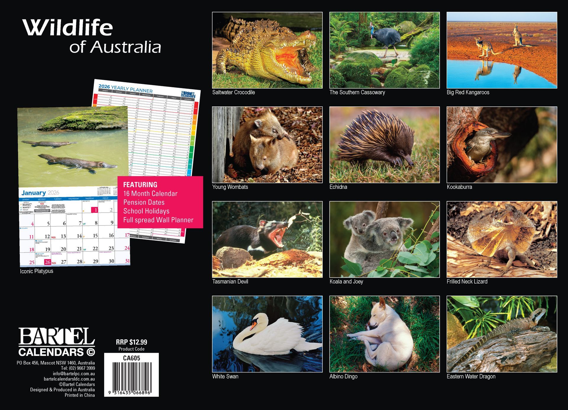 Calendar 2026 335x242mm Wildlife of Australia