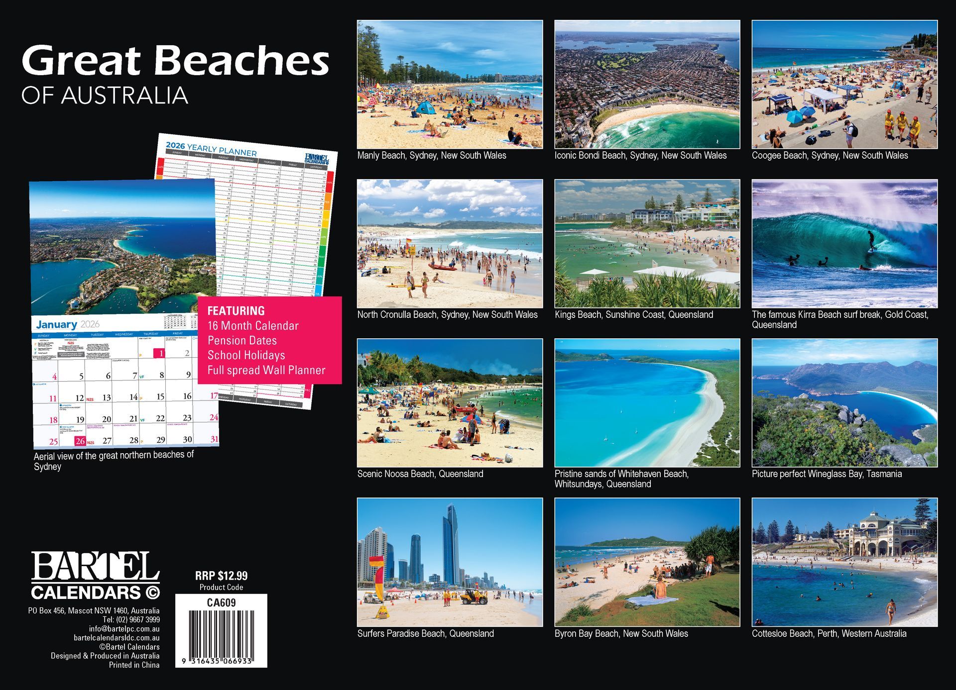 Calendar 2026 335x242mm Great Beaches of Australia