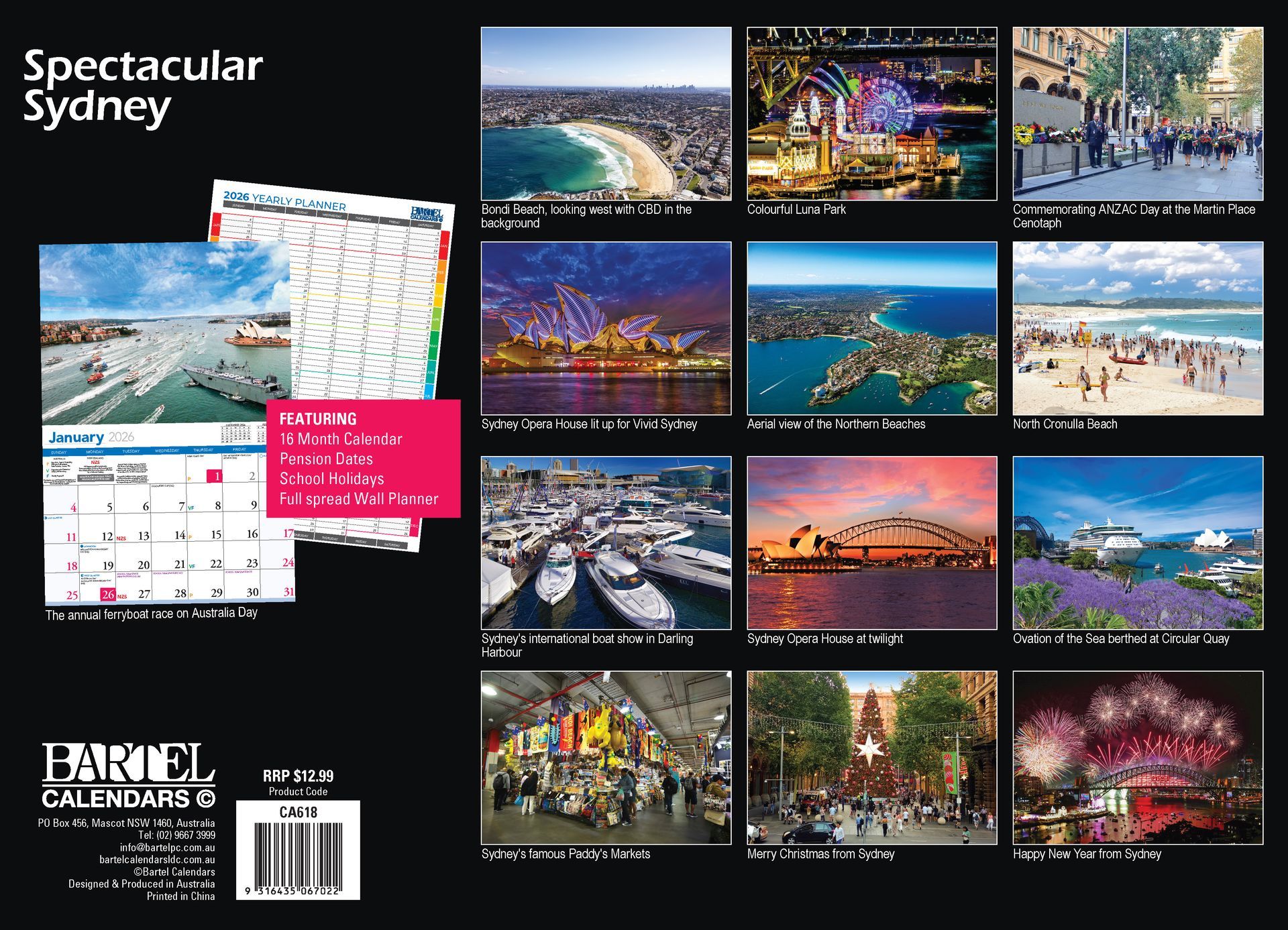 Calendar 2026 335x242mm Spectacular Sydney