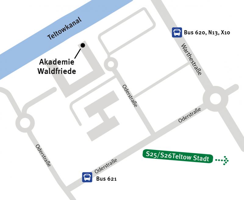 Eine Karte mit der Lage der Akademie Waldfriede