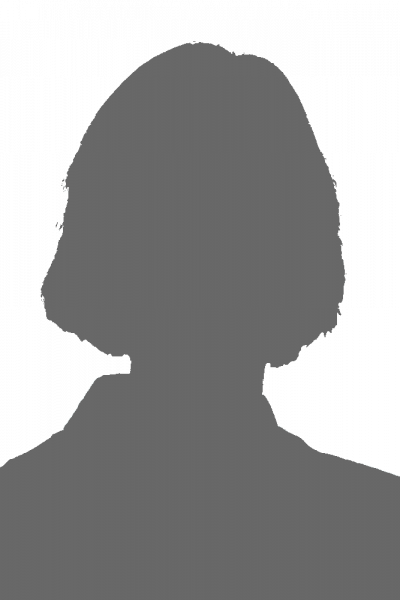 Die Silhouette eines Frauenkopfes mit kurzen Haaren auf weißem Hintergrund.