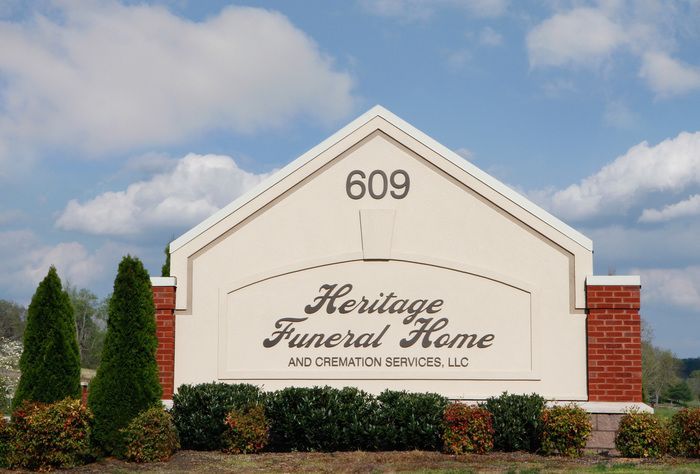 Signage at Heritage Funeral Home & Cremation Services, LLC.