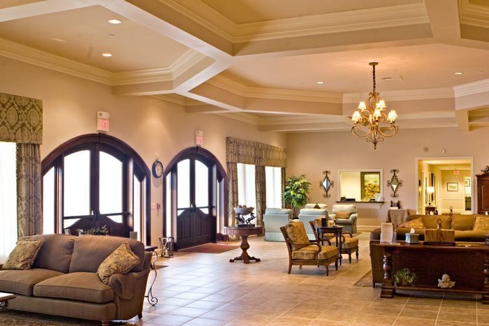 Interior view with seating and beautiful interior at Heritage Funeral Home & Cremation Services, LLC.