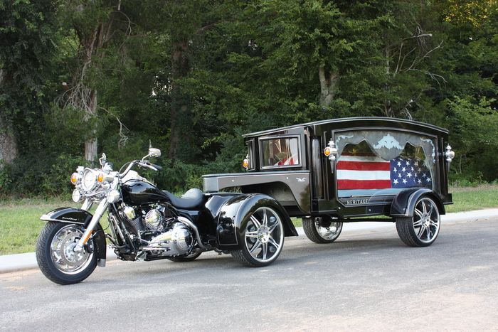 Motorcycle hearse at Heritage Funeral Home & Cremation Services, LLC.