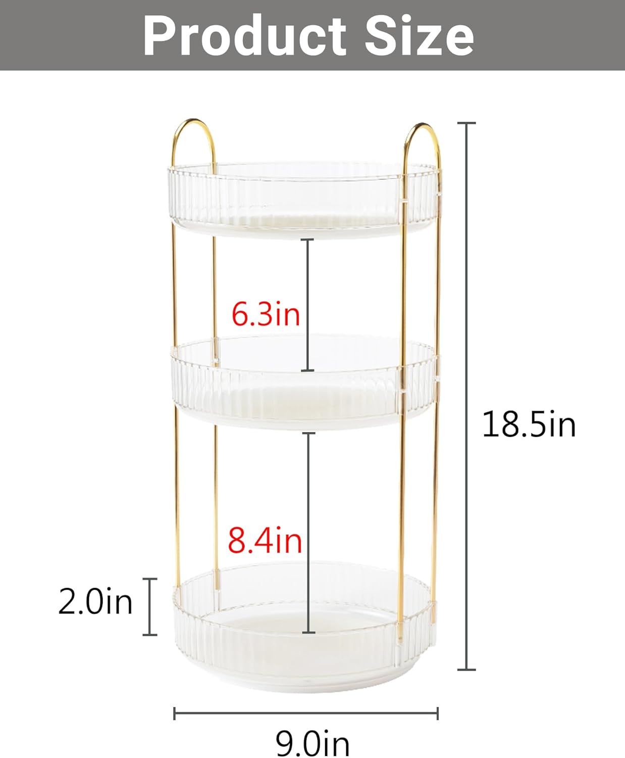 3 Tier Clear 360 Rotating Organizer