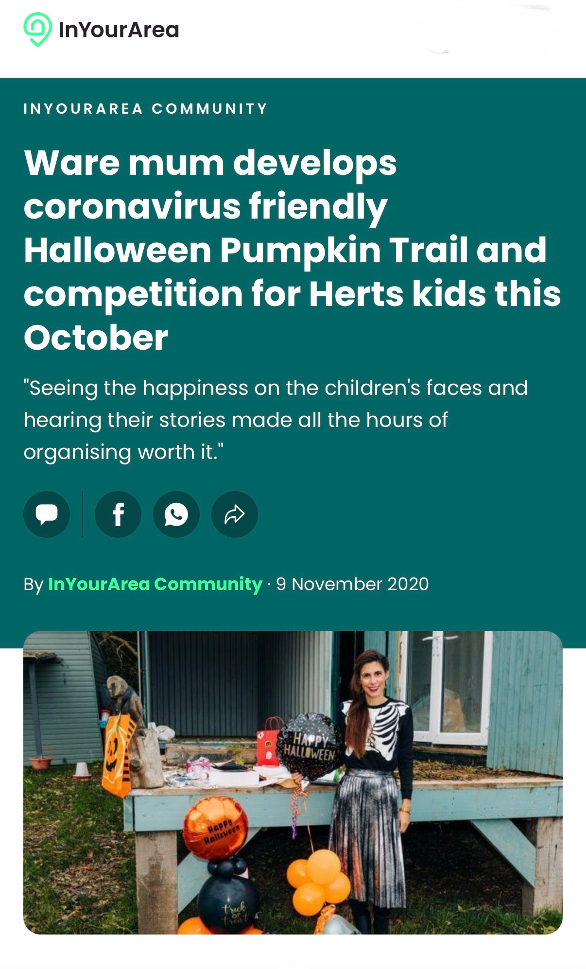 donna herts social,  hertfordshire mum makes halloween fun for local children - competition Donna in skelton  fancy dress 