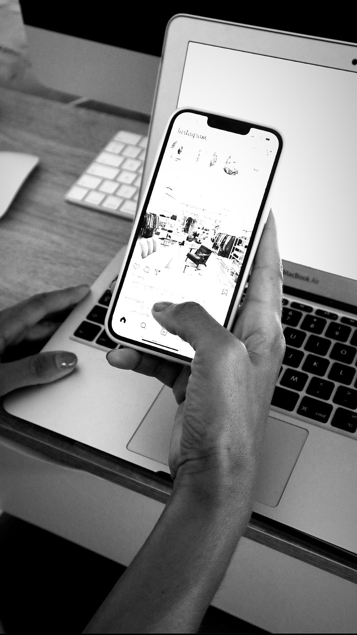 donna instagram content- social media manager iMac and iPhone