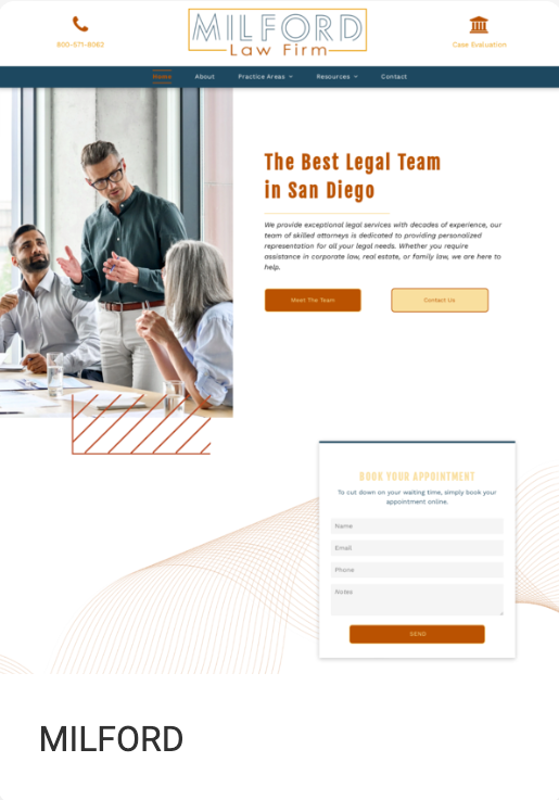 milford website template