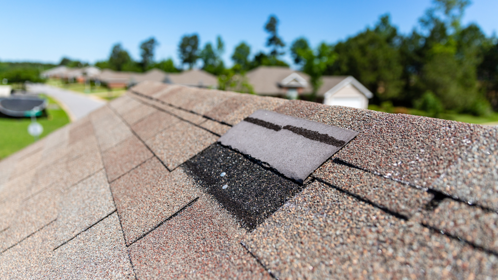 A close up of a roof with a hole in it.