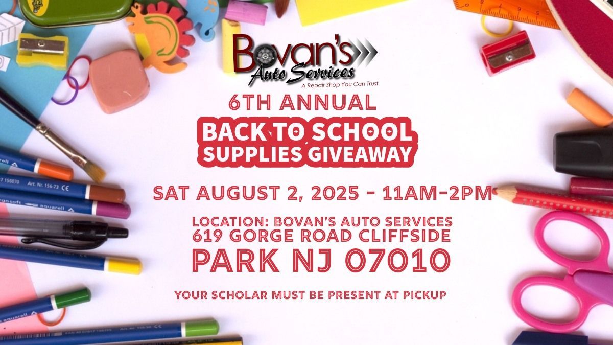 BACK TO SCHOOL GIVEAWAY POSTER | Bovan’s Auto Services