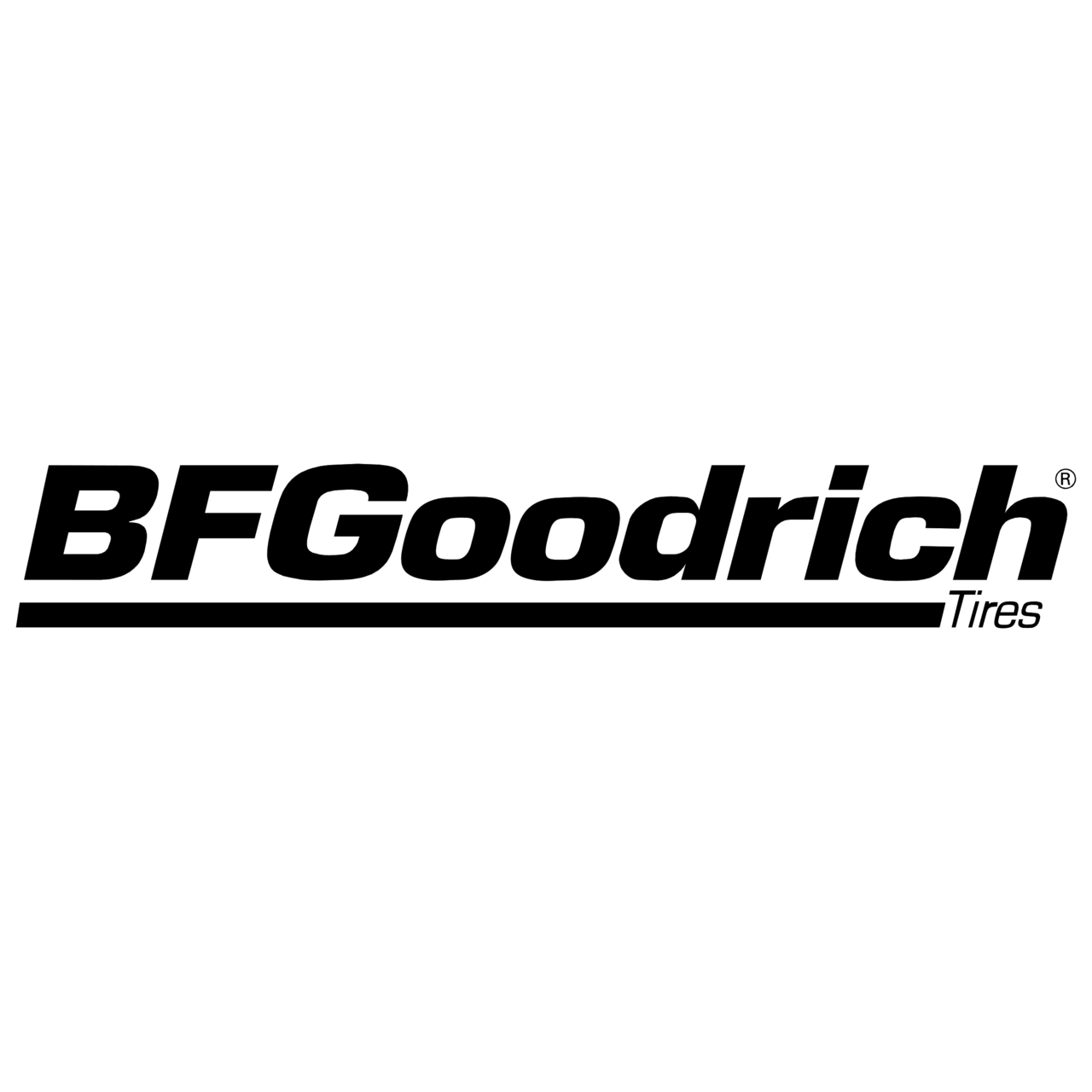 Logo BFGoodrich Tires en noir sur fond blanc.
