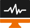 A computer monitor with a white wave on it.