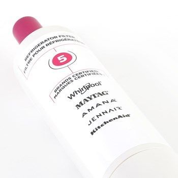 A white bottle with the number 5 on it