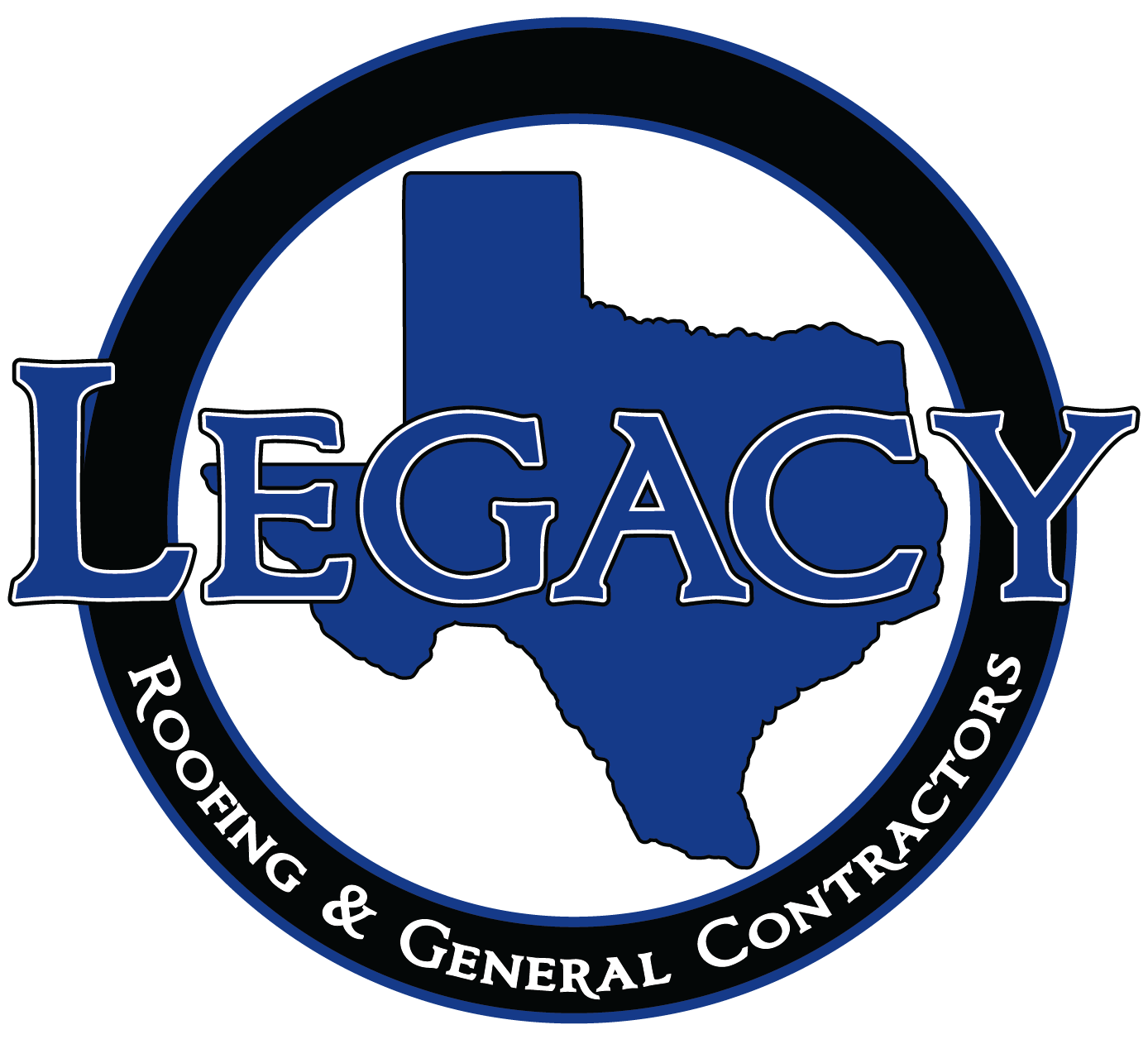 A logo for legacy roofing and general contractors