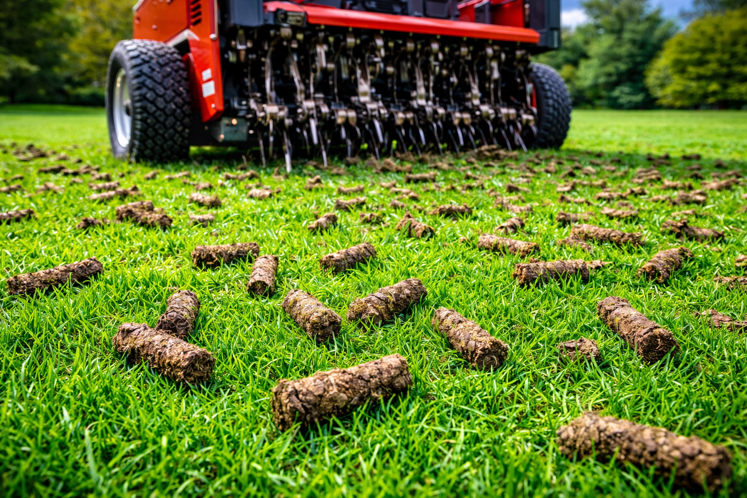 Two small, dark, circular holes in a patch of green grass.
