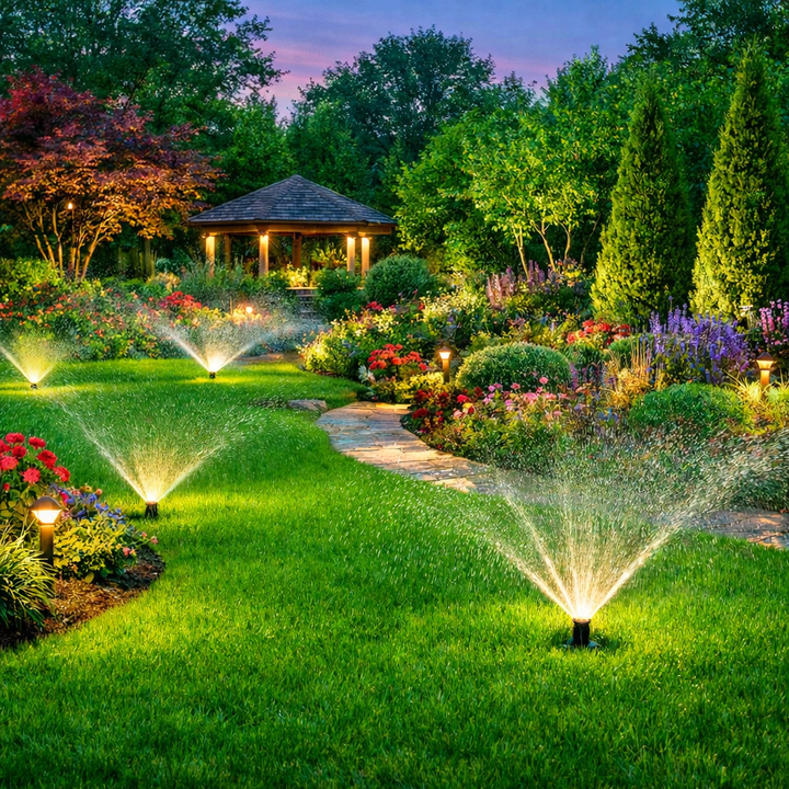 A person operates a bright yellow Vermeer trencher on a residential lawn in front of a house on a sunny day. A person operates a bright yellow Vermeer trencher on a residential lawn in front of a house on a sunny day.