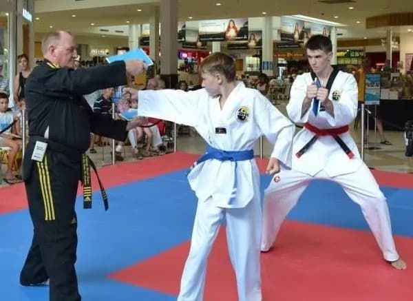One Older Taekwondo Black Uniform And Boys Taekwondo — Tae Kwon Do Lessons in Port Stephens
