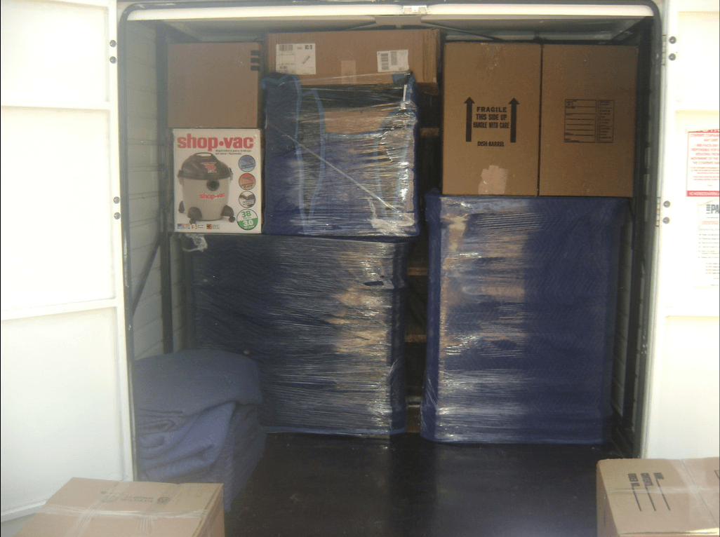 sofa inside the container van