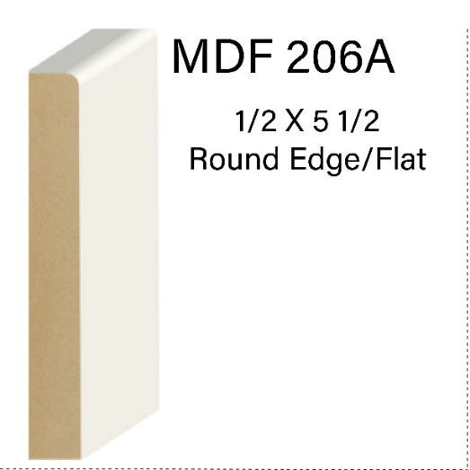 Mdf 206a 1/2 x 5 1/2 round edge / flat