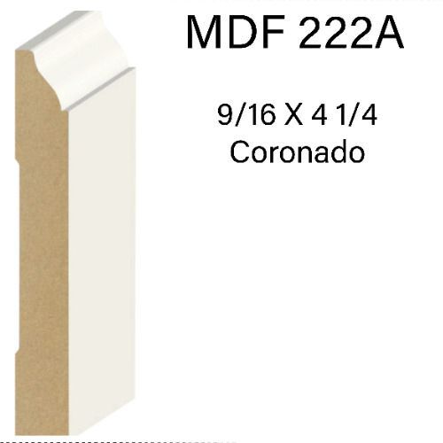A picture of a mdf 222a 9/16 x 4 1/4 coronado molding.