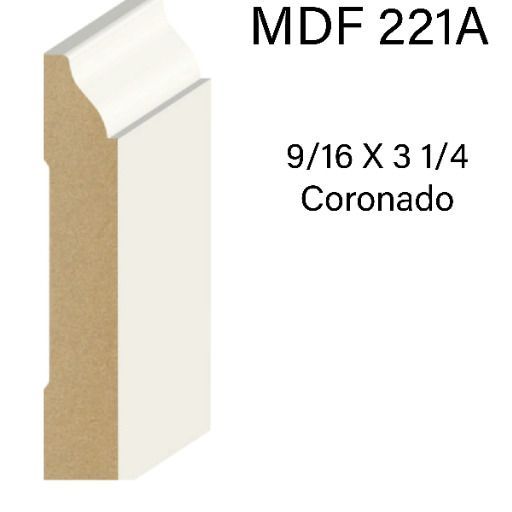 A picture of a mdf 221a 9/16 x 3 1/4 coronado molding