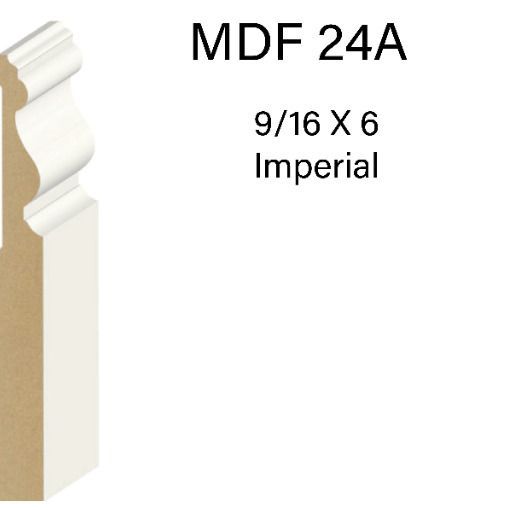 A picture of a mdf 24a 9/16 x 6 imperial molding.