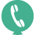 Icono de auricular de teléfono blanco dentro de un globo turquesa.