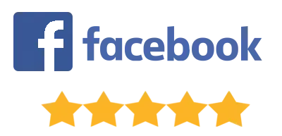 Facebook logo with five gold stars underneath