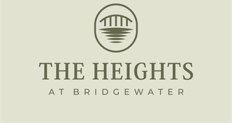 A logo for the heights at bridgewater with a bridge in the middle