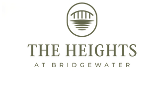A logo for the heights at bridgewater with a bridge in the middle