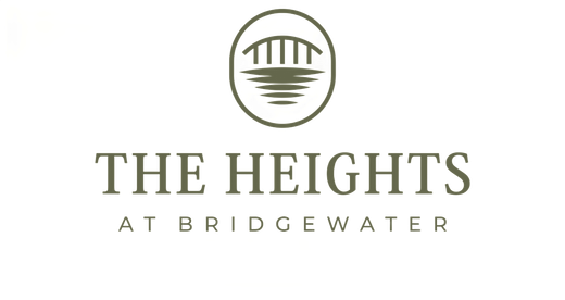 A logo for the heights at bridgewater with a bridge in the middle