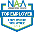 The logo for the national apartment association top employer love where you work.