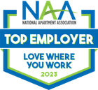 The logo for the national apartment association top employer love where you work.