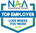 The logo for the national apartment association top employer love where you work.