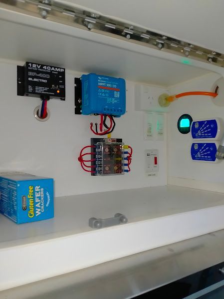 Rv Electrical Panel With Blue Victron Charger — Caravan and Trailer Clinic Geelong in Breakwater, VIC
