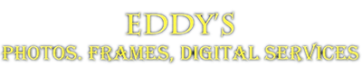 The logo for eddy 's photos frames and digital services