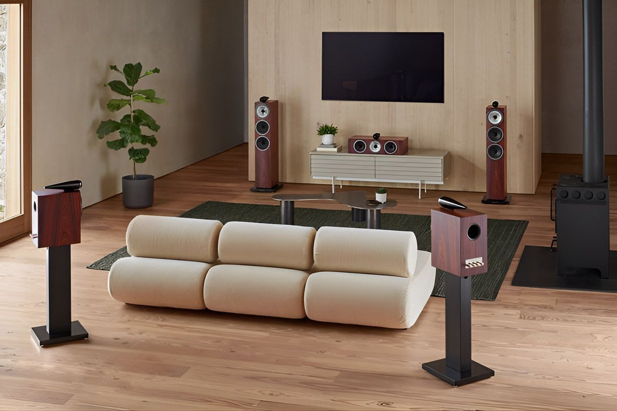 A Living Room With a Couch, Speakers, and a Flat Screen TV — Complete Audio in Maroochydore, QLD