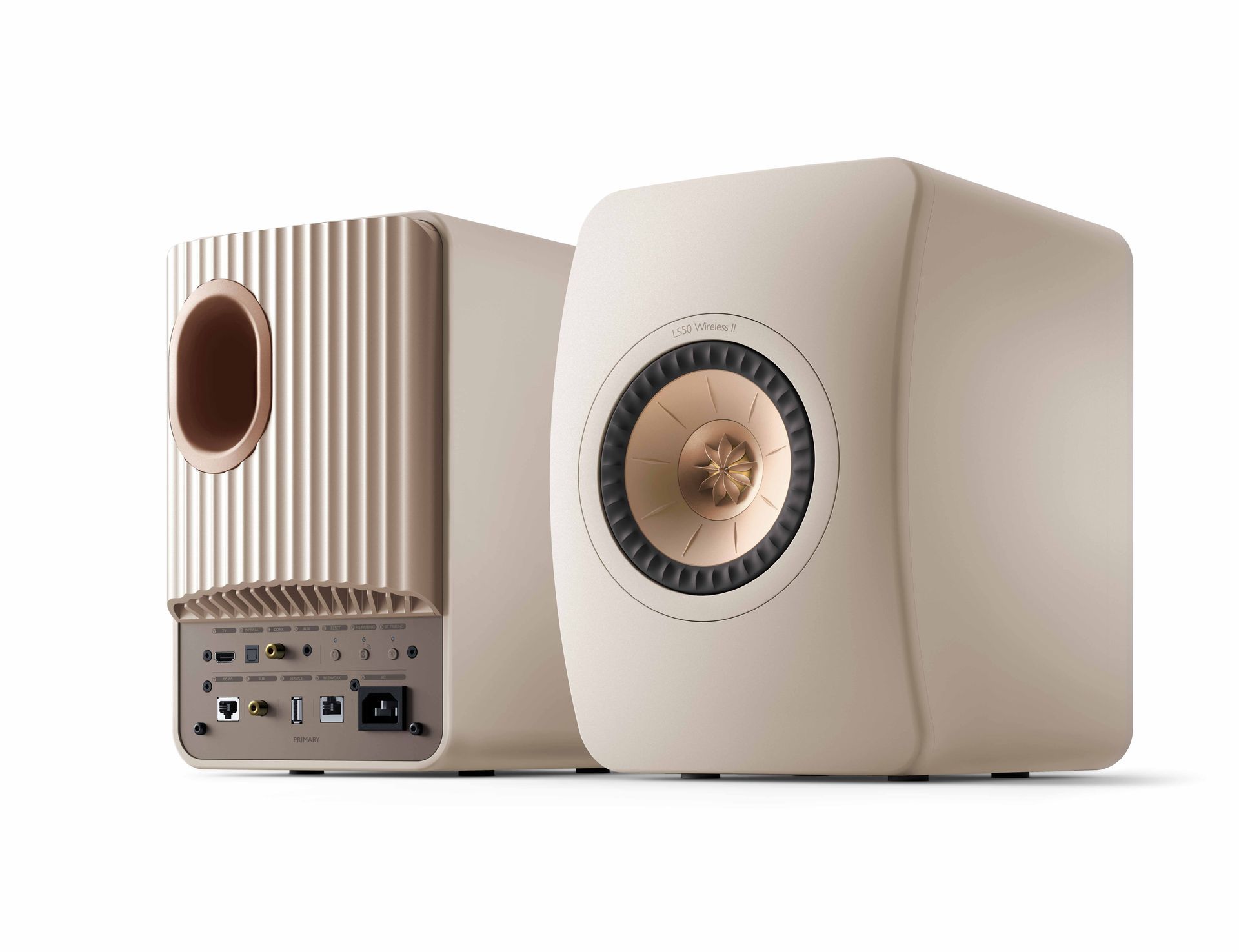 KEF LS50 Wireless II in the Sand Shell colour
