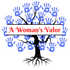 A woman 's valor logo with a tree with blue handprints on it