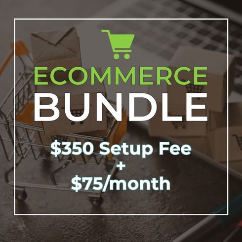 An advertisement for an ecommerce bundle with $ 250 setup fee and $ 120 / month