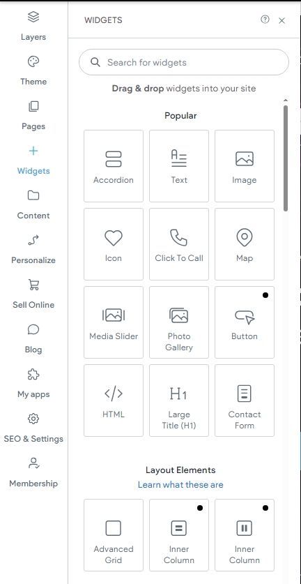 A screenshot of a website with a lot of icons on it.