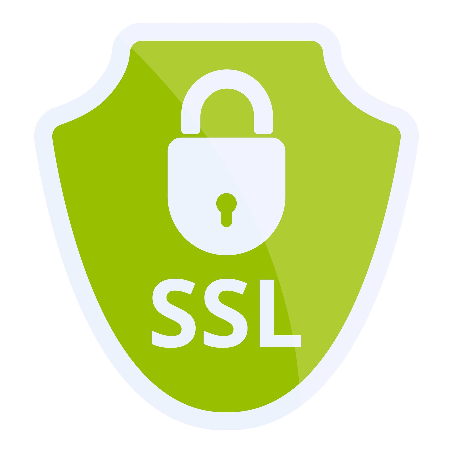 A green shield with a padlock and the word ssl on it.