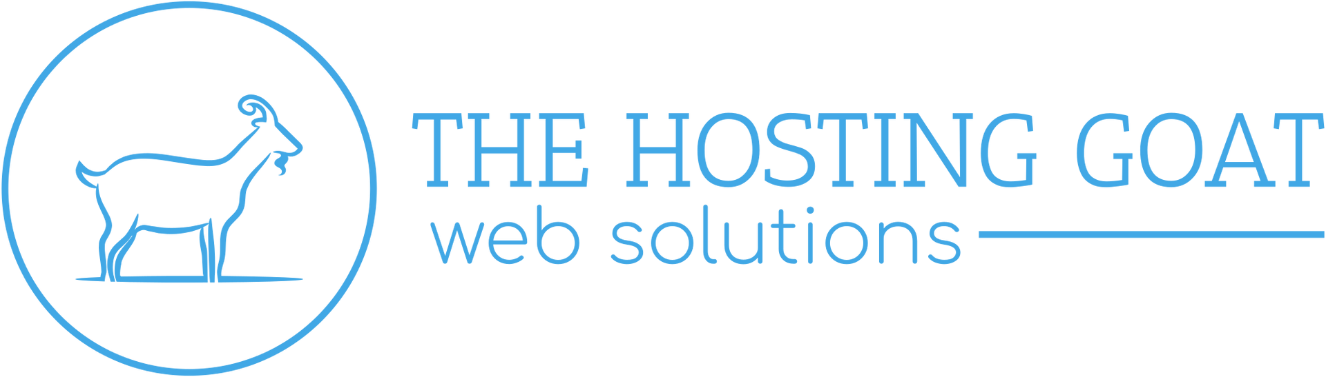 The logo for the hosting goat web solutions shows a goat in a circle.