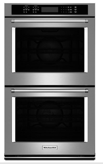 A stainless steel double oven from kitchenaid